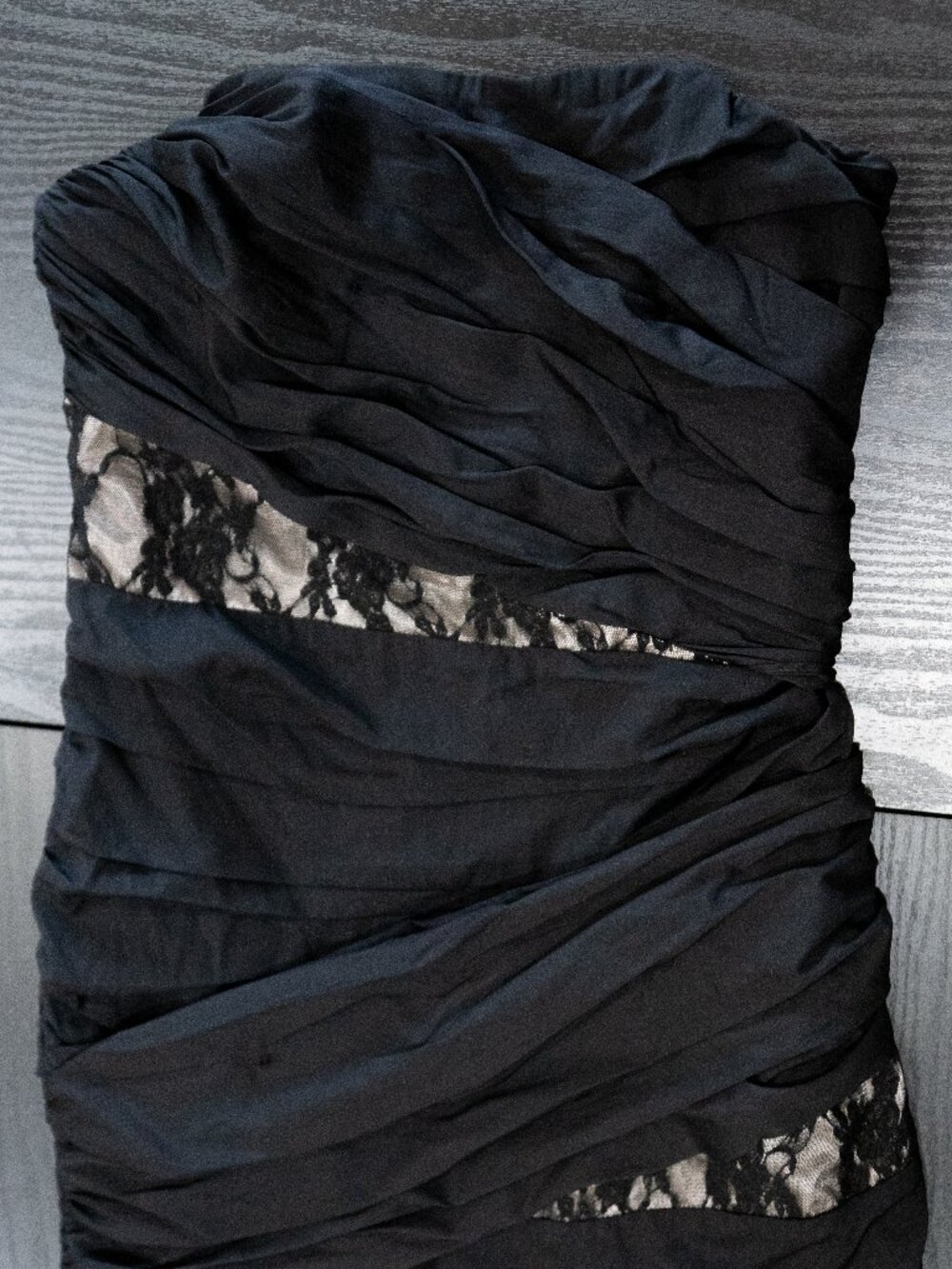 Express Black Strapless Ruched Lace Cocktail Dress Size 4